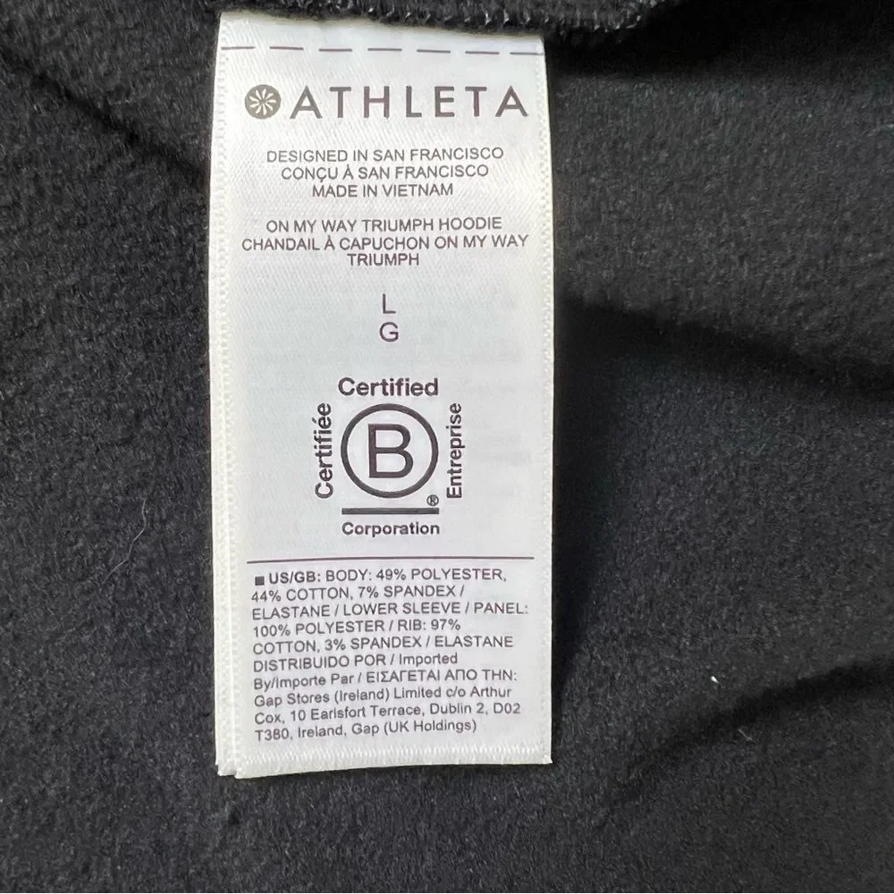 Athleta On My Way Triumph Double Zip Hoodie Sweatshirt Puff Sleeves Large